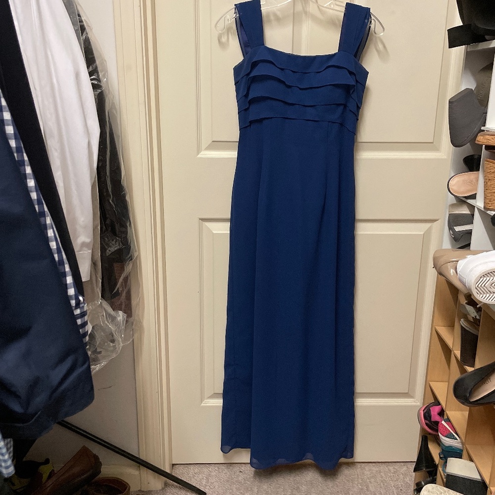 Navy Chiffon Prom Formal dress with Wrap